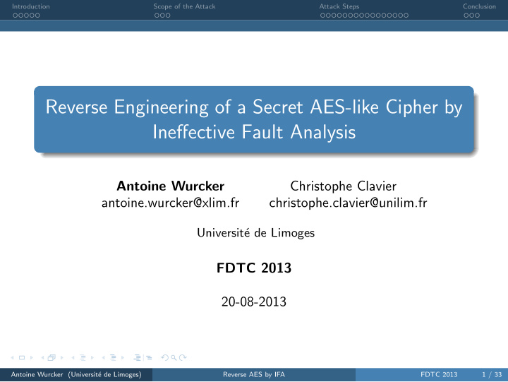 reverse engineering of a secret aes like cipher by