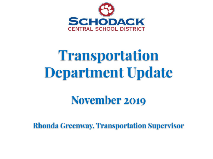 transportation department update