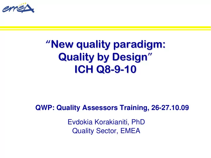new quality paradigm new quality paradigm quality by