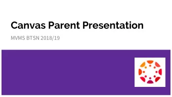 Canvas Parent Presentation  MVMS BTSN 2018/19  What Is Canvas?  Canvas is a Learning Management
