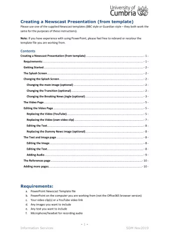 Creating a Newscast Presentation (from template) Please use one of the supplied Newscast templates