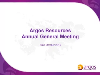 Annual General Meeting  22nd October 2015  Important Notice This company presentation (the