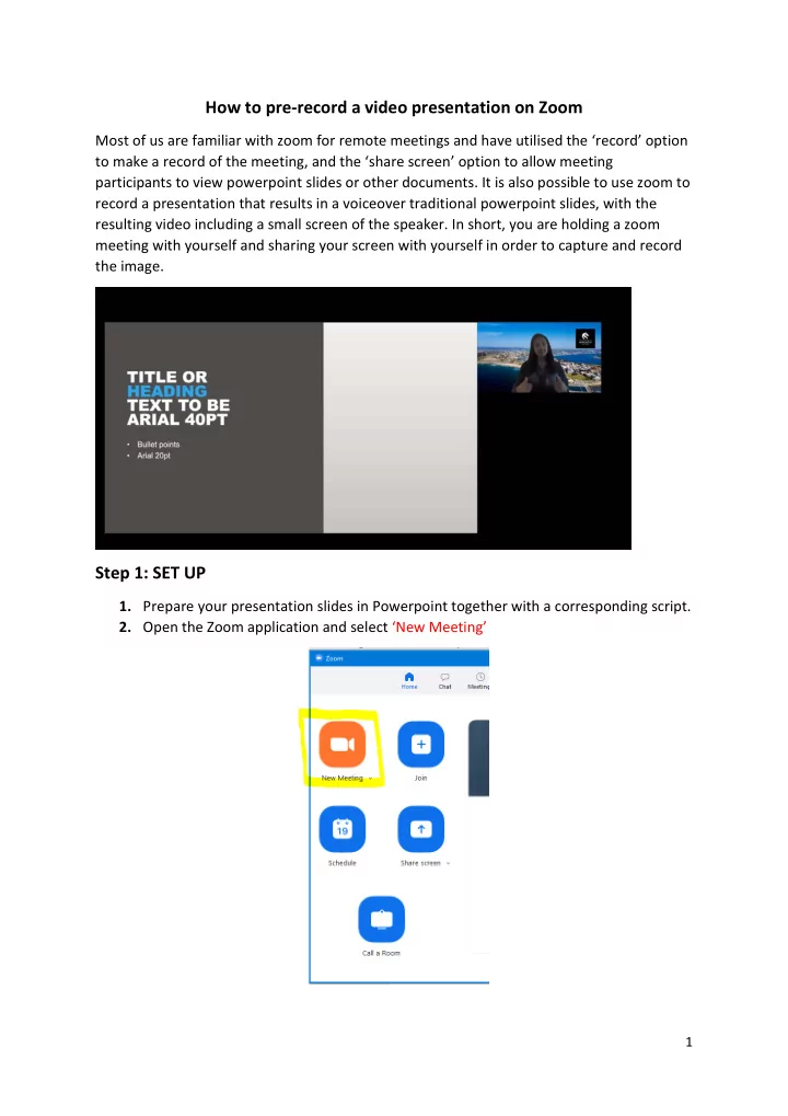 how to pre record a video presentation on zoom