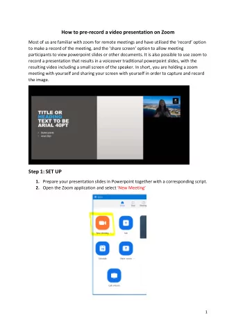How to pre-record a video presentation on Zoom  Most of us are familiar with zoom for remote