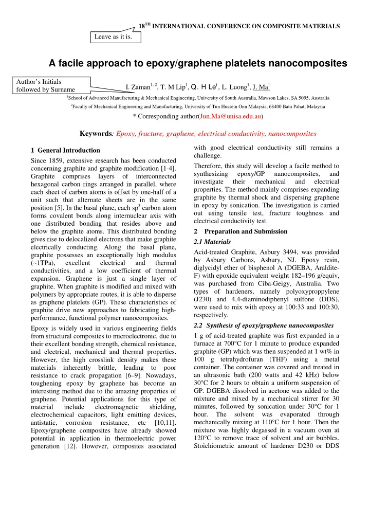 a facile approach to epoxy graphene platelets