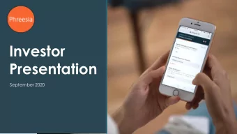 Investor  Presentation  September 2020  DISCLAIMERS AND FORWARD-LOOKING STATEMENTS  Statements we