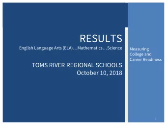 RESULTS English Language Arts (ELA)  Mathematics  Science  Measuring  College and  Career