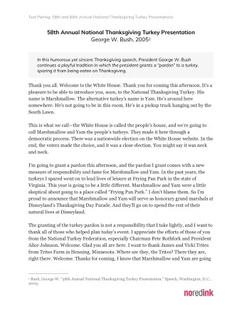 58th Annual National Thanksgiving Turkey Presentation  George W. Bush, 2005  1  In this humorous