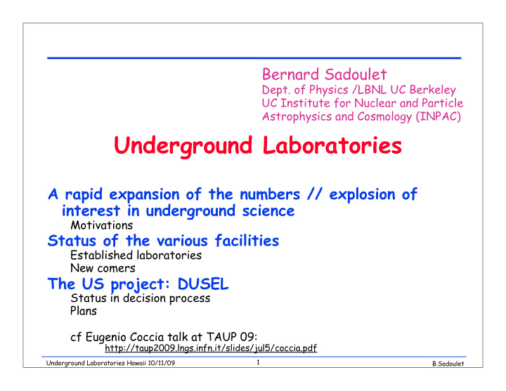 underground laboratories