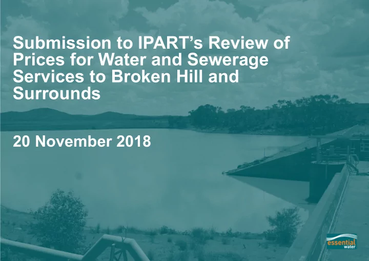 submission to ipart s review of prices for water and