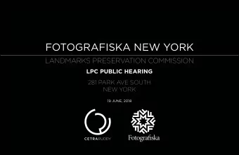 FOTOGRAFISKA NEW YORK  LANDMARKS PRESERVATION COMMISSION  LPC PUBLIC HEARING  281 PARK AVE SOUTH