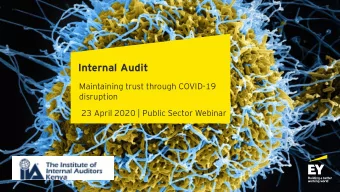 Internal Audit  Maintaining trust through COVID-19  disruption  23 April 2020 | Public Sector