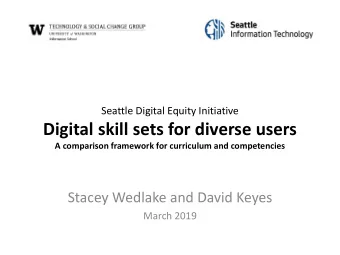 Digital skill sets for diverse users  A comparison framework for curriculum and competencies