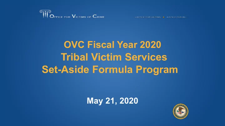 tribal victim services set aside formula program
