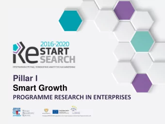 Pillar   Smart Growth  PROGRAMME RESEARCH IN ENTERPRISES  PROGRAMME  RESEARCH IN ENTERPRISES