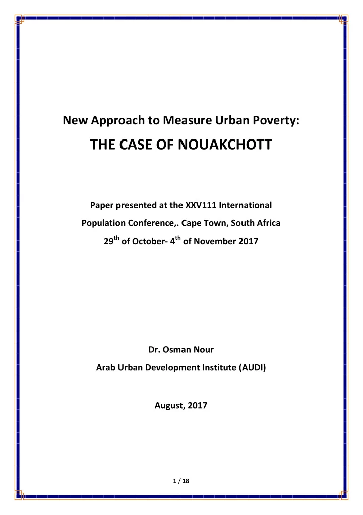 the case of nouakchott