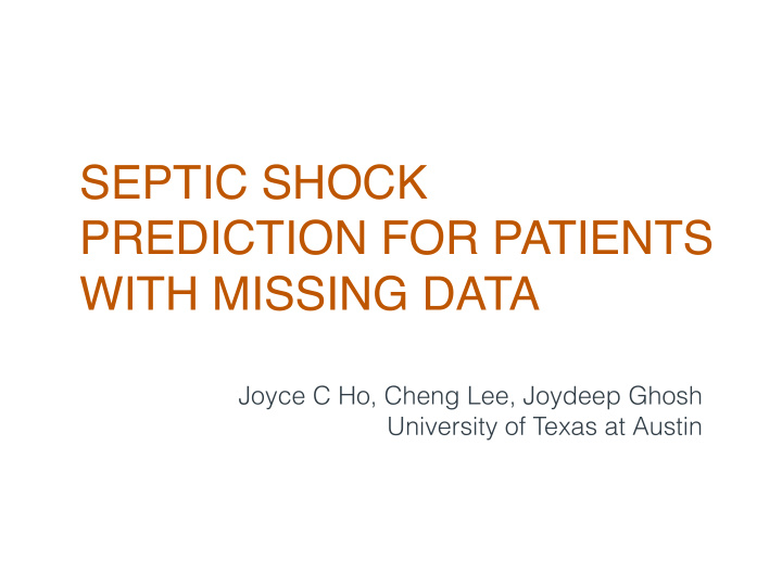 septic shock prediction for patients with missing data