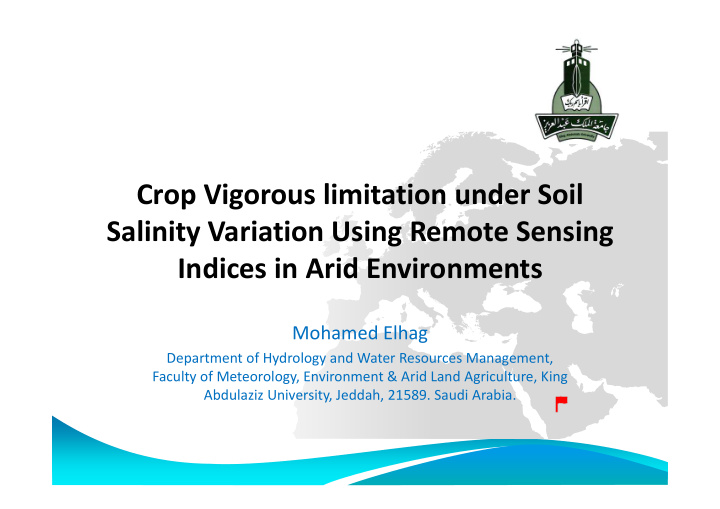 crop vigorous limitation under soil salinity variation