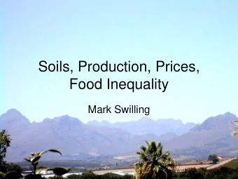 Food Inequality  Mark Swilling  Over 800 million people are  underweight and  malnourished, while