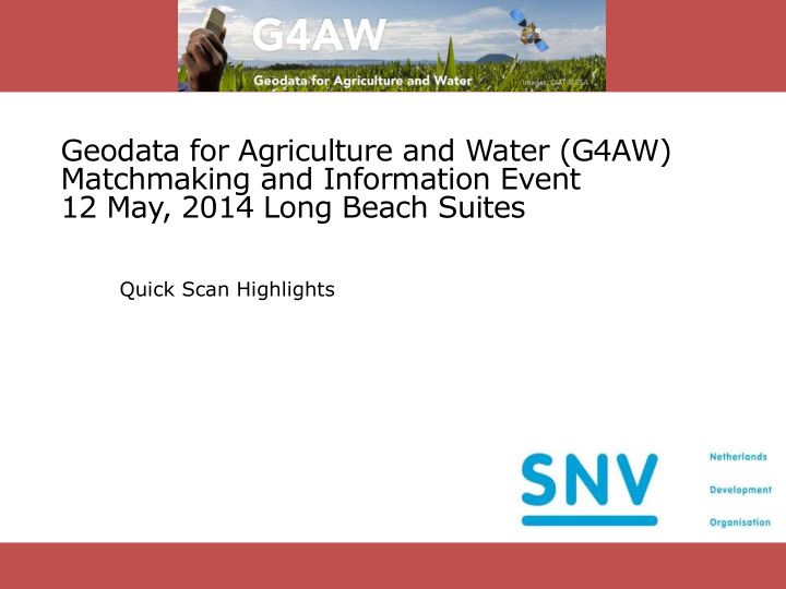 geodata for agriculture and water g4aw matchmaking and