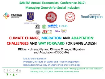 CLIMATE CHANGE, MIGRATION AND ADAPTATION:  CHALLENGES AND WAY FORWARD FOR BANGLADESH DE ltas,