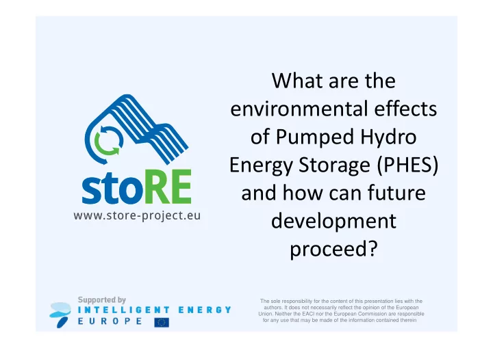 what are the environmental effects of pumped hydro of