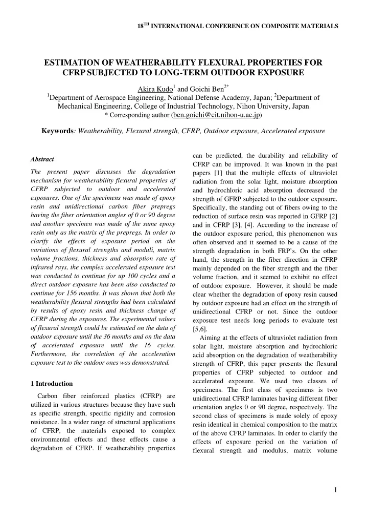 estimation of weatherability flexural properties for cfrp