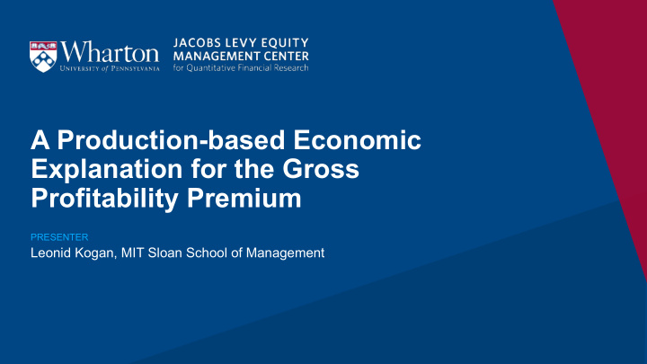 a production based economic explanation for the gross