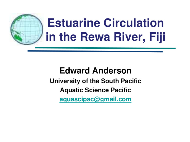 estuarine circulation in the rewa river fiji