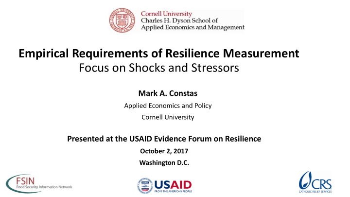 empirical requirements of resilience measurement focus on