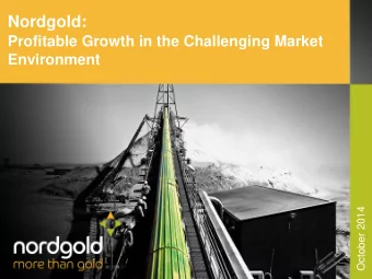Nordgold:  Profitable Growth in the Challenging Market  Environment  October 2014  1  Disclaimer