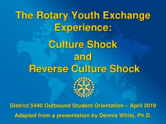 The Rotary Youth Exchange  Experience:  Culture Shock  and  Reverse Culture Shock District 5440