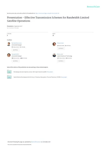 Presentation - Effective Transmission Schemes for Bandwidth Limited  Satellite Operations