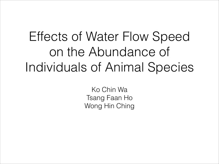 effects of water flow speed on the abundance of
