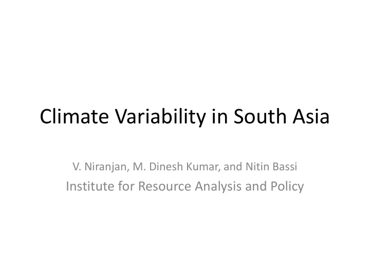 climate variability in south asia