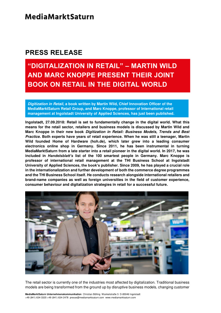 press release digitalization in retail martin wild and