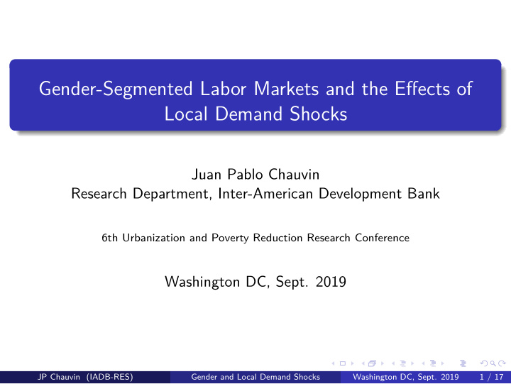 gender segmented labor markets and the effects of local