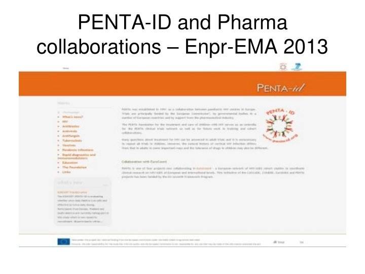 penta id and pharma collaborations enpr ema 2013