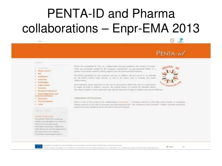 penta id and pharma collaborations enpr ema 2013