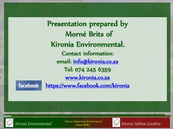 Ki  Kiro  roni  nia  a Env  nvir  ironmental.  onmental.  Co  Cont  ntact  act inf  nform  ormatio