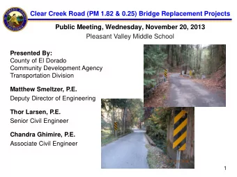 County of El Dorado  Community Development Agency  Transportation Division  Matthew Smeltzer, P.E.