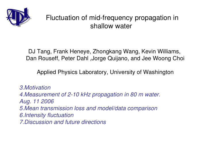 fluctuation of mid frequency propagation in shallow water