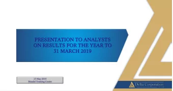 PR  PRESENTAT  NTATION  ION TO  TO AN  ANAL  ALYS  YSTS  TS  ON  ON RE  RESULT  LTS  S FOR  OR TH