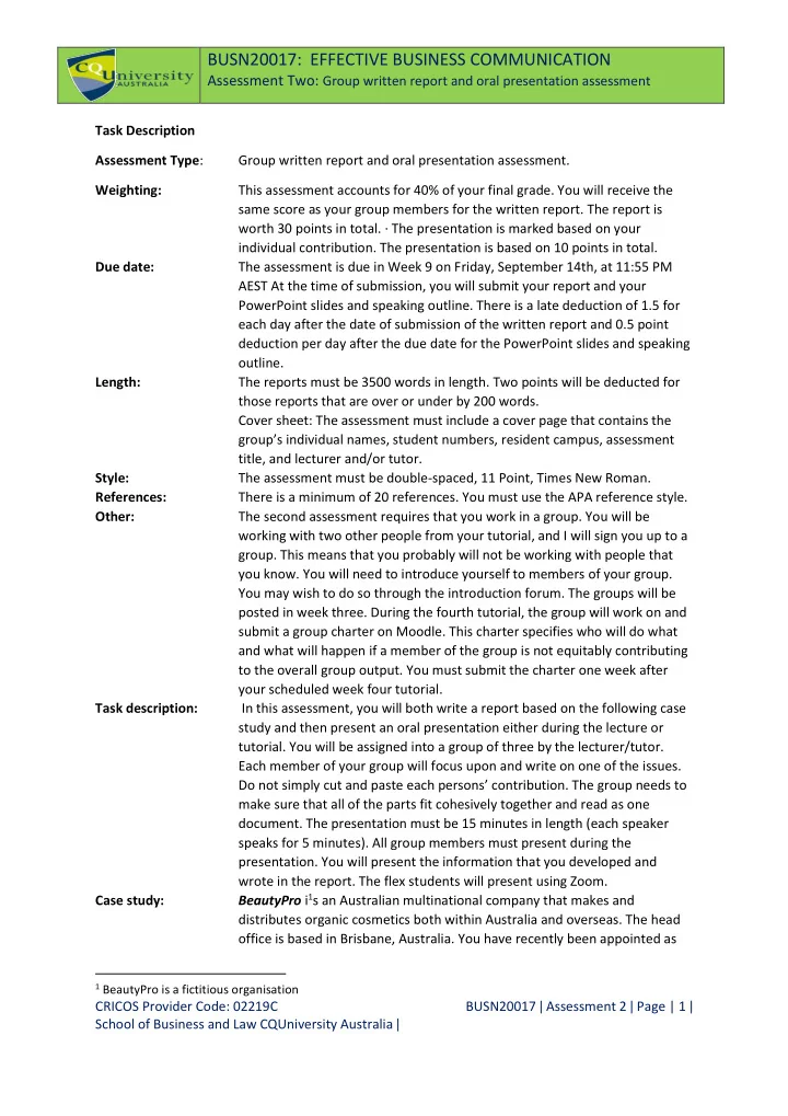 busn20017 effective business communication