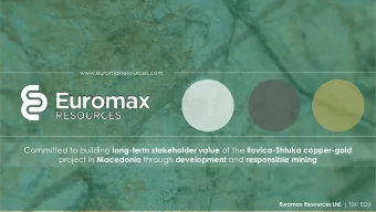 Committed to building long-term stakeholder value at the Ilovica-Shtuka copper-gold project in