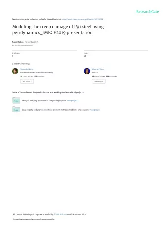 Modeling the creep damage of P91 steel using  peridynamics_IMECE2019 presentation Presentation