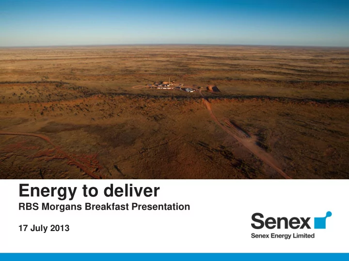 energy to deliver