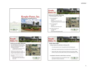 Koepke Farm  Koepk  Farms, Inc.  s, Inc.   All monitoring began on June 1, 2005   KP1: Tile