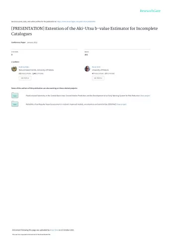 [PRESENTATION] Extention of the Aki-Utsu b-value Estimator for Incomplete  Catalogues Conference
