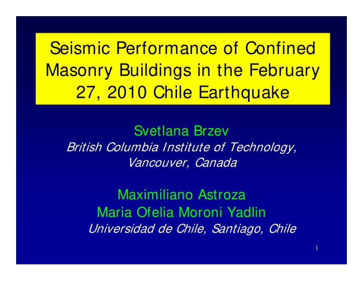 seismic performance of confined masonry buildings in the